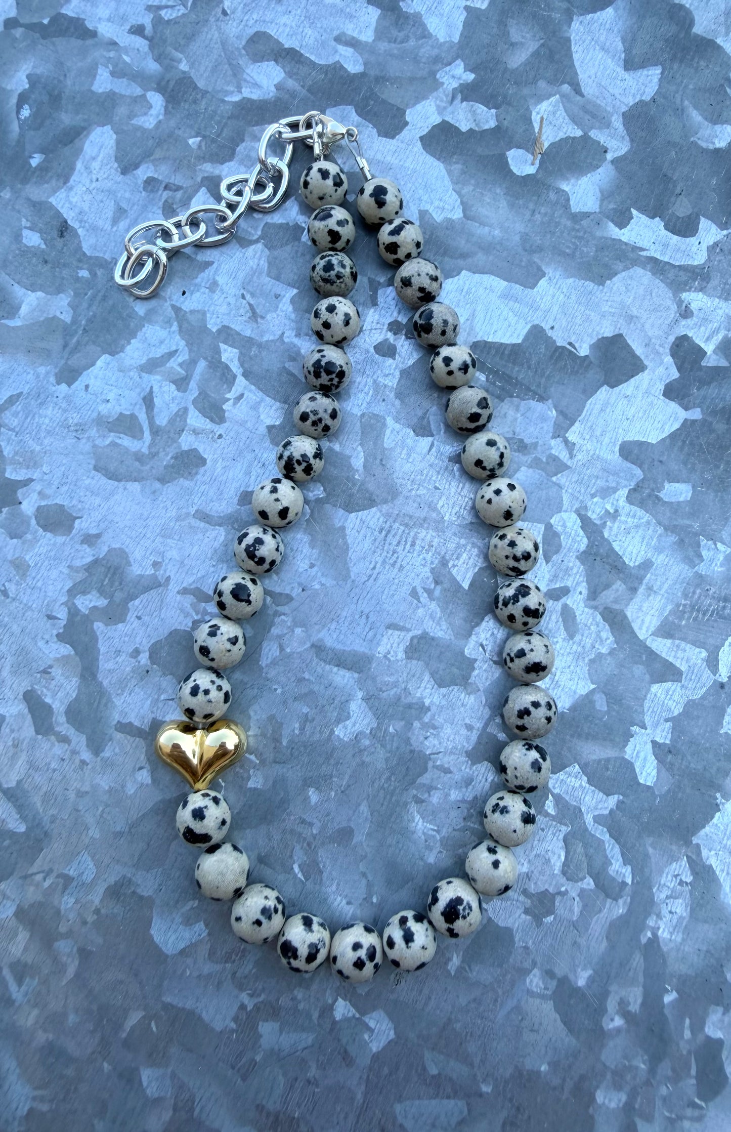 Dalmatian Jasper & Gold Heart