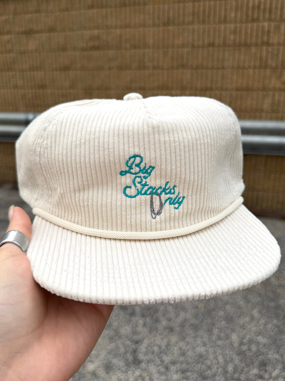 Ivory Corduroy & Turquoise - Five Panel