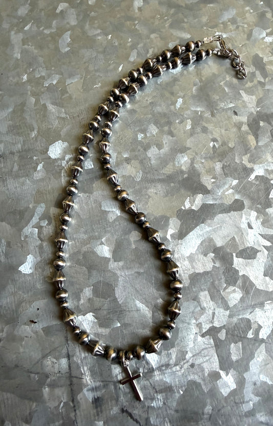 Diamond Pearls with Cross Pendant