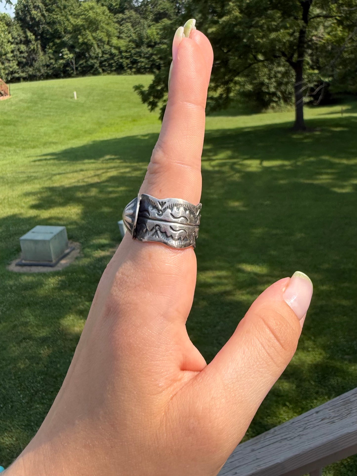 Silver Concho Ring, size 7.5