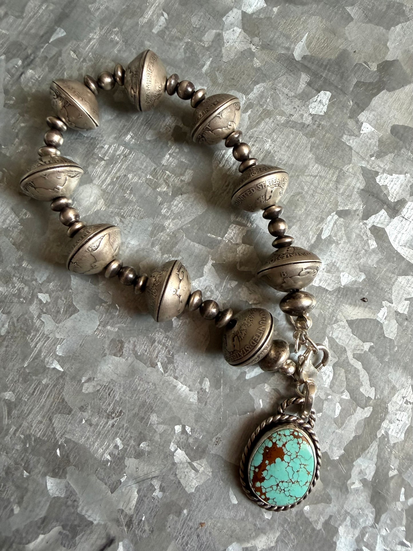 Liberty Dime with Turquoise Bracelet