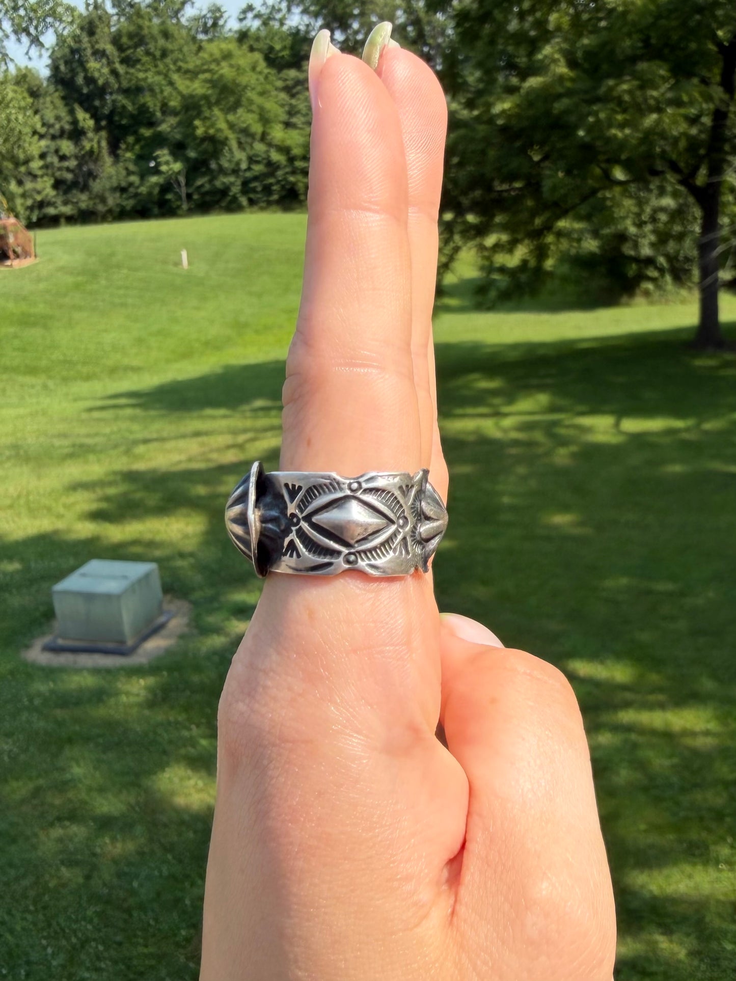 Silver Concho Ring, size 8.5