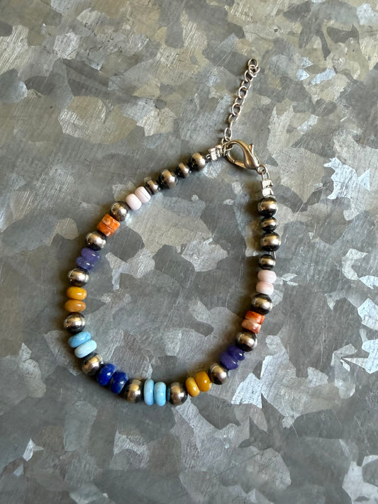 Multi Stone & Pearl Bracelet