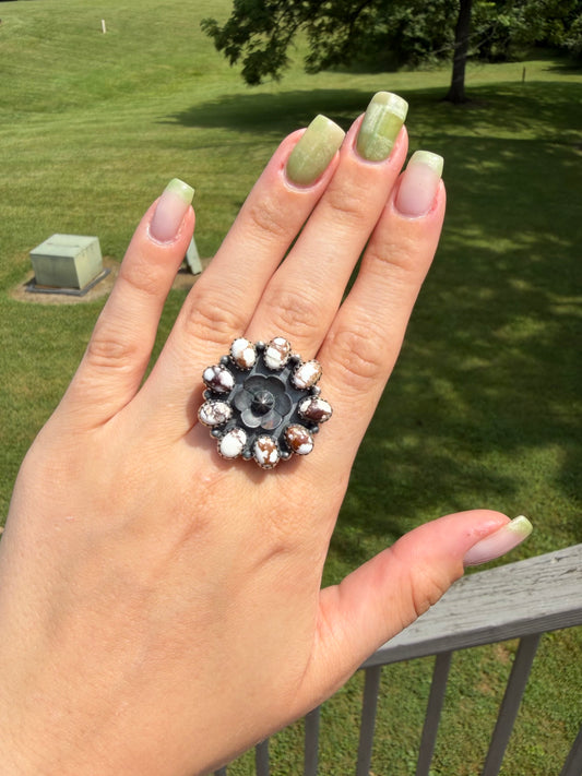 Wild Horse Flower Ring, adjustable