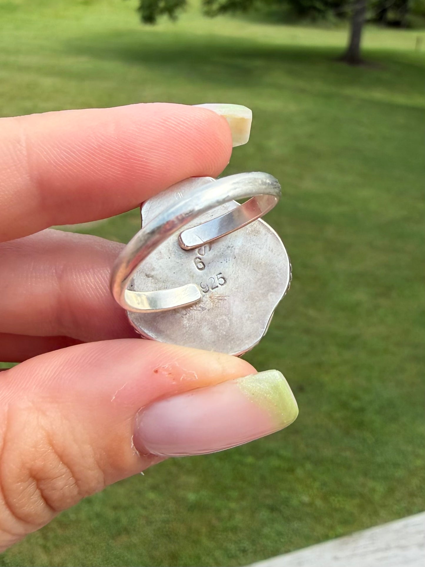 Checkered Spade Ring, adjustable