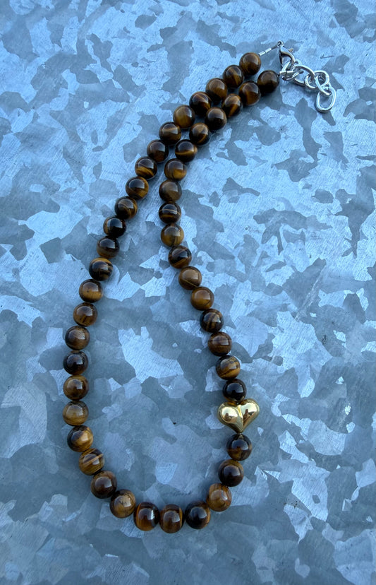 Tigers Eye & Gold Heart