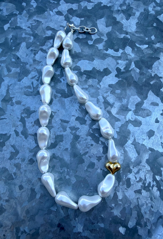 Mother of Pearl with Gold Heart