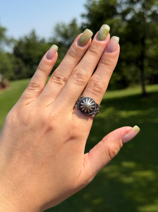 Silver Concho Ring, size 8.5