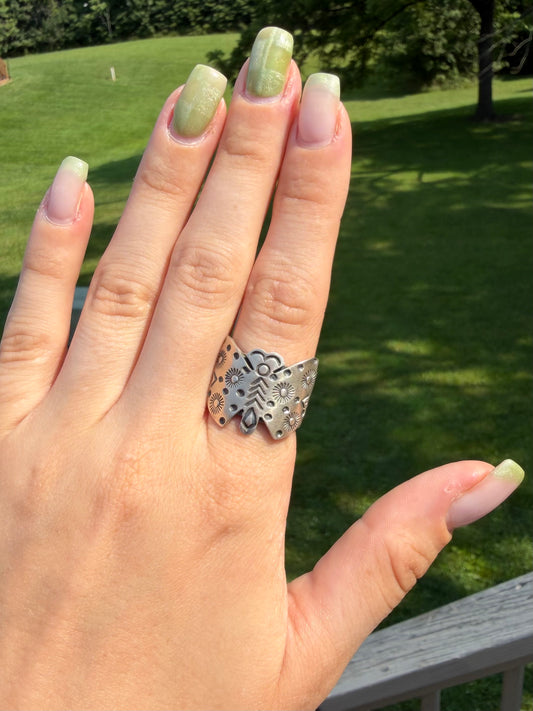 Silver Butterfly Ring, size 7.5