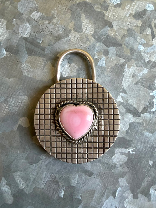 Solid Silver Pink Conch Locket Pendant