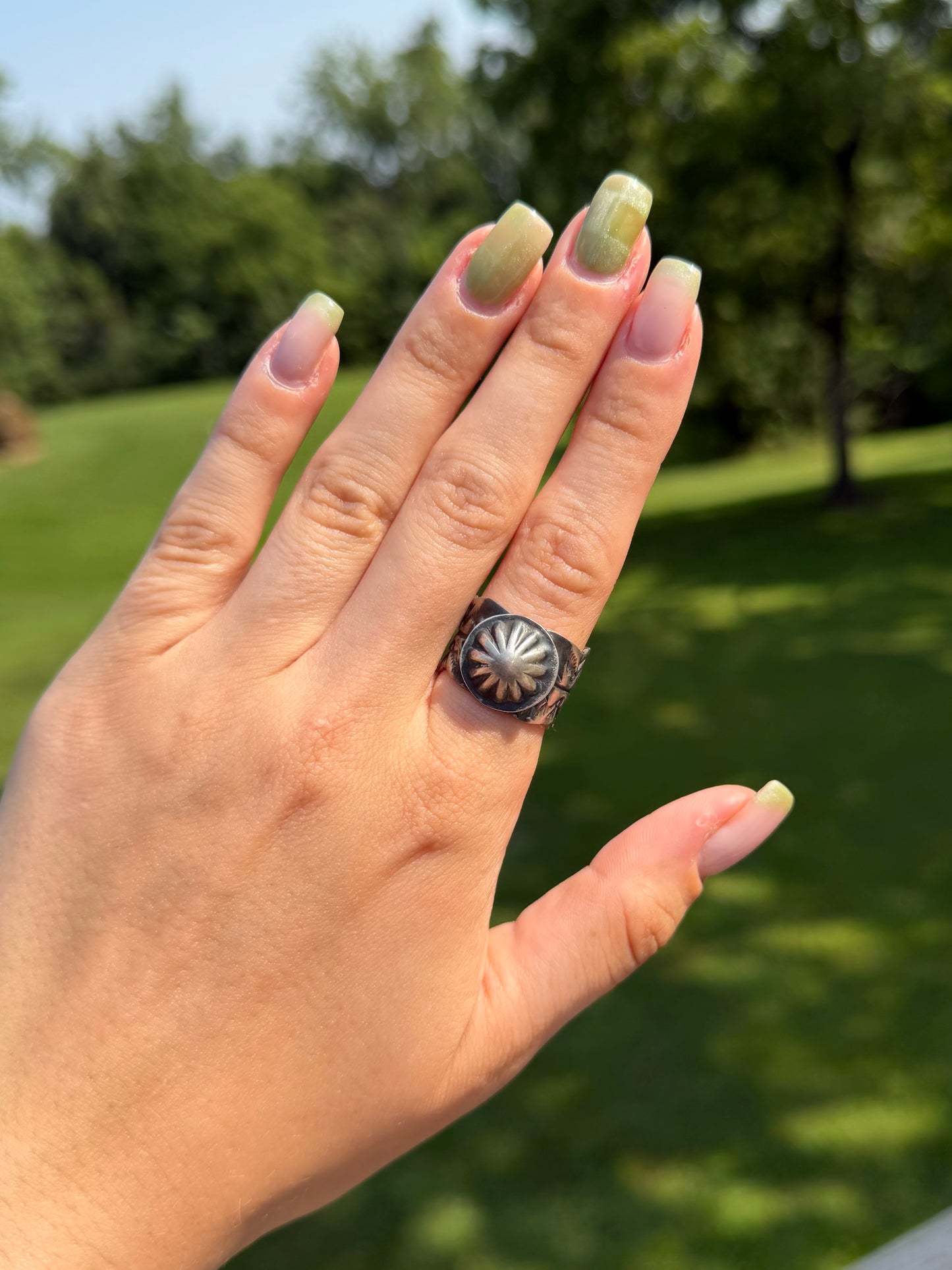 Silver Concho Ring, size 7.5