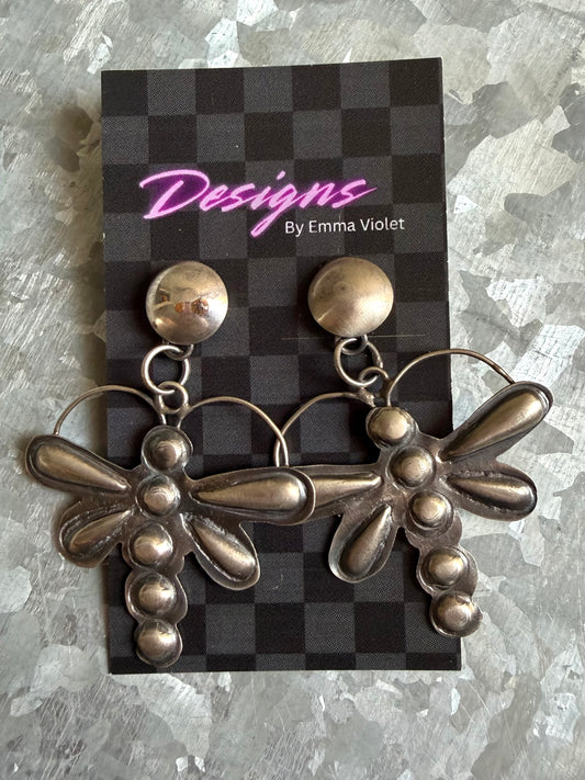 Silver Dragonfly Post Dangles
