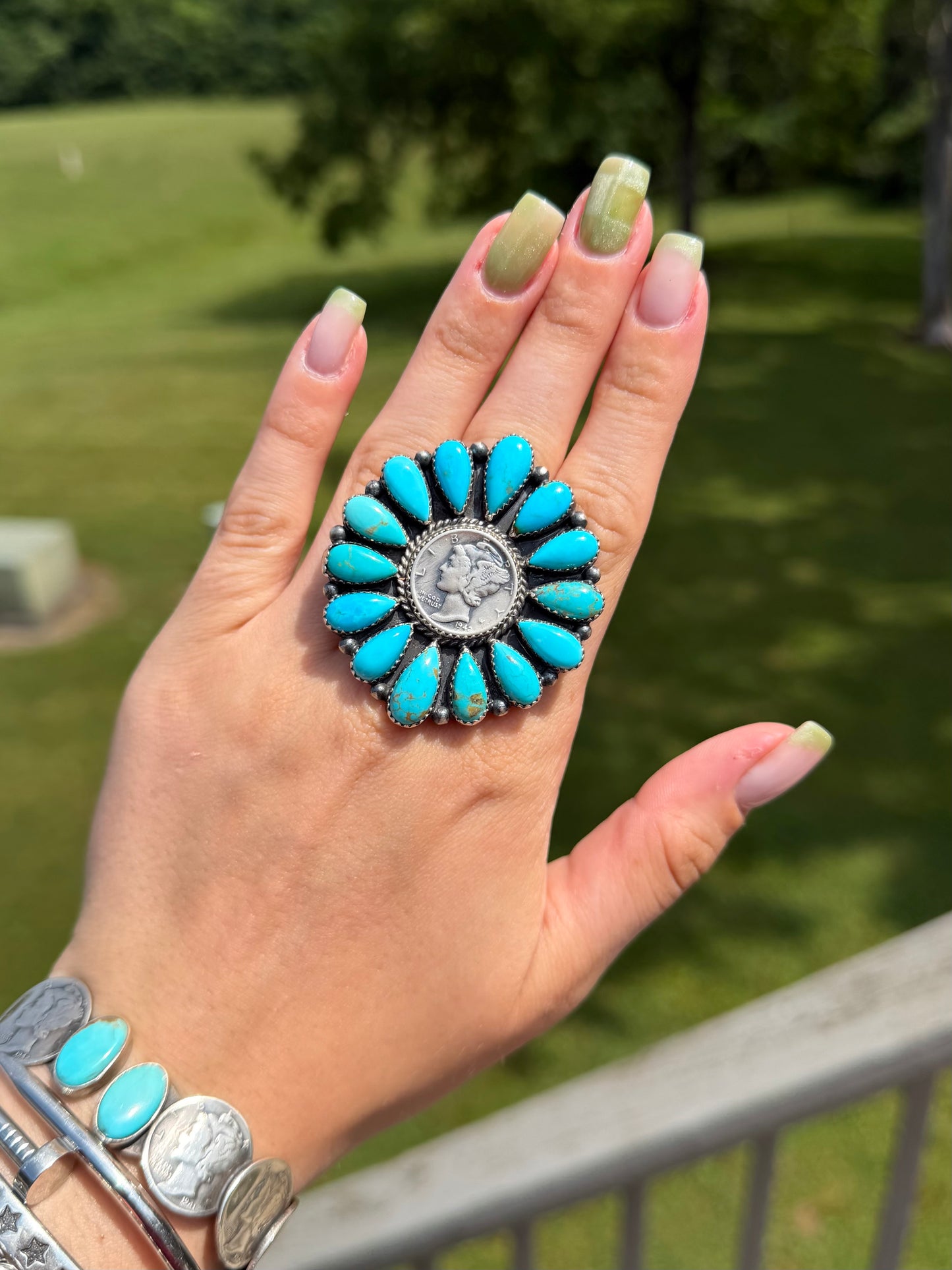 Liberty Dime Cluster Ring, adjustable