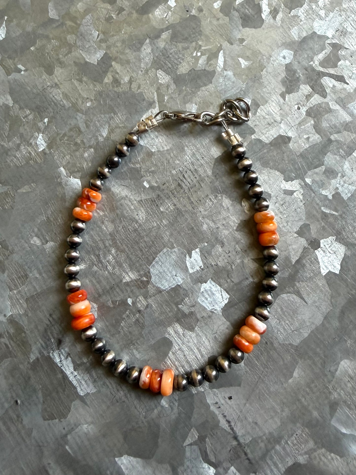 Orange Spiny & Pearls Bracelet