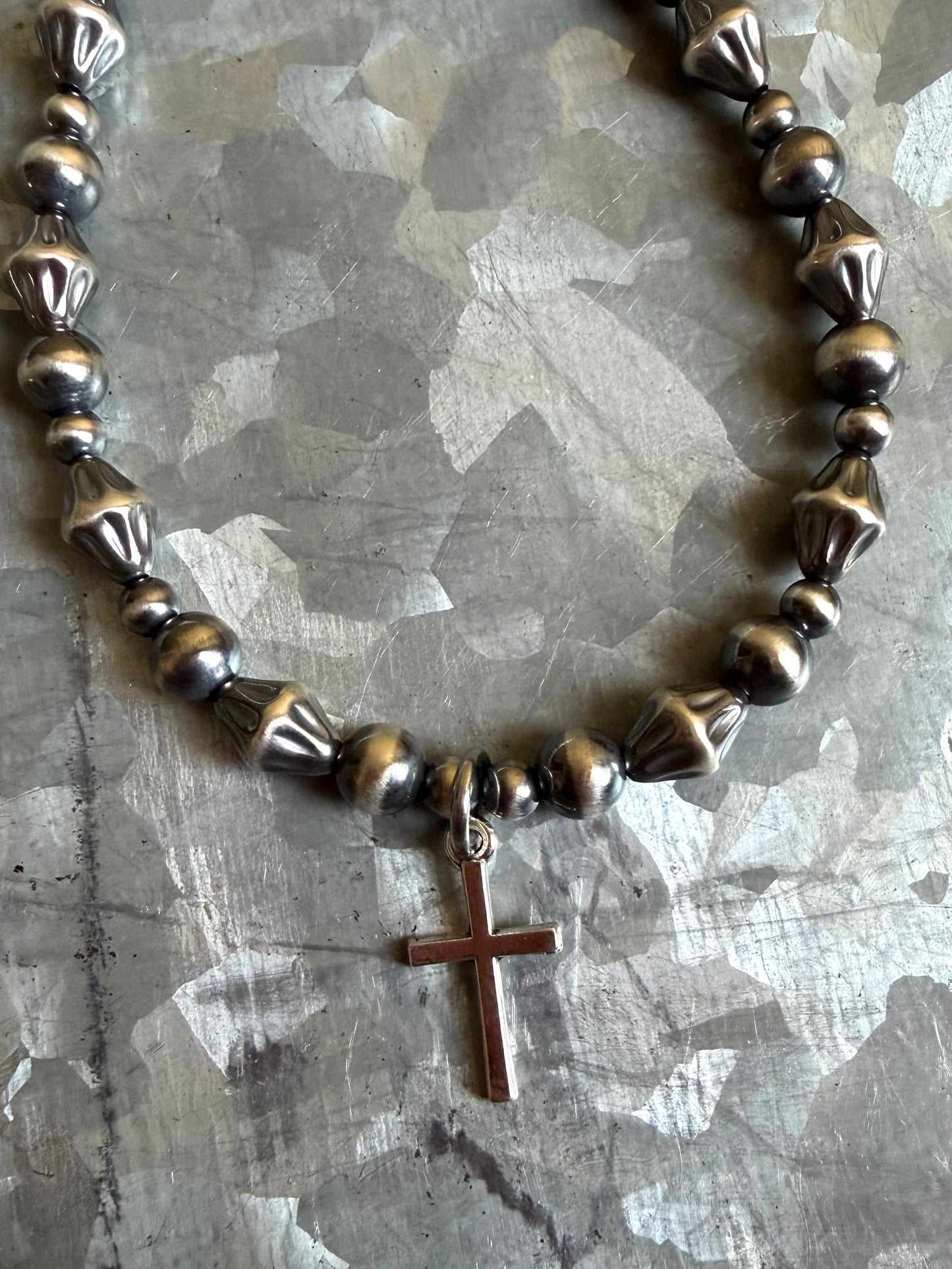 Diamond Pearls with Cross Pendant