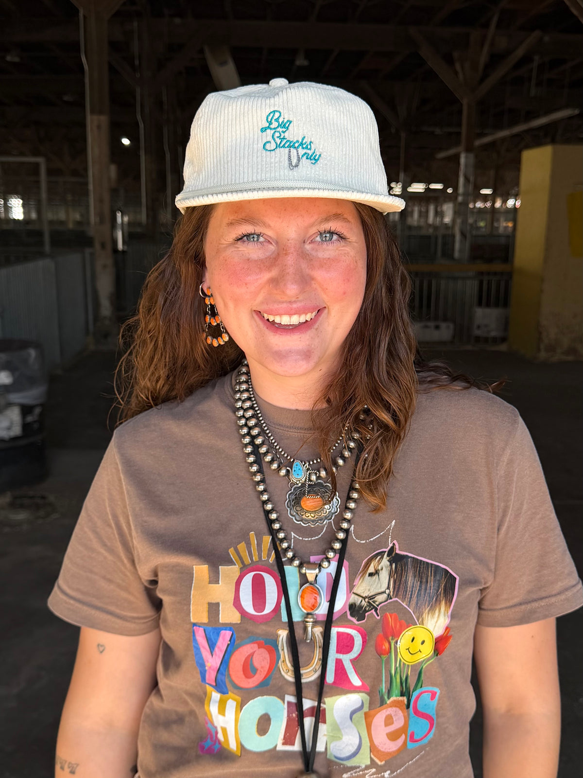 Ivory Corduroy & Turquoise - Five Panel