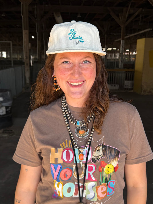 Ivory Corduroy & Turquoise - Five Panel